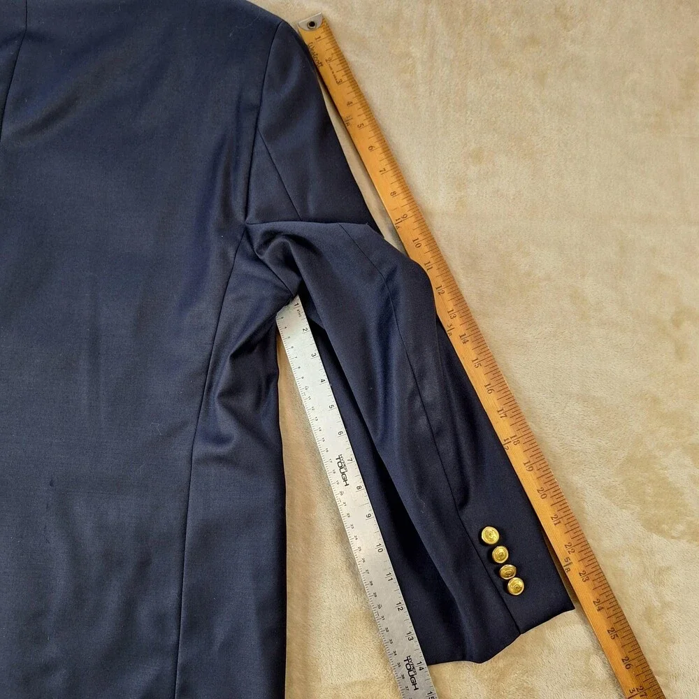 Lauren Ralph Lauren Blazer Mens 44S Navy Wool Gold Buttons Sport Coat Jacket